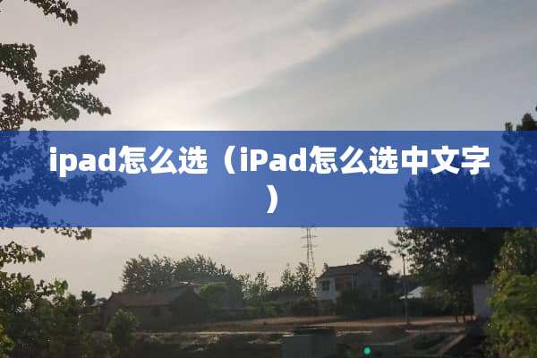 ipad怎么选（iPad怎么选中文字）