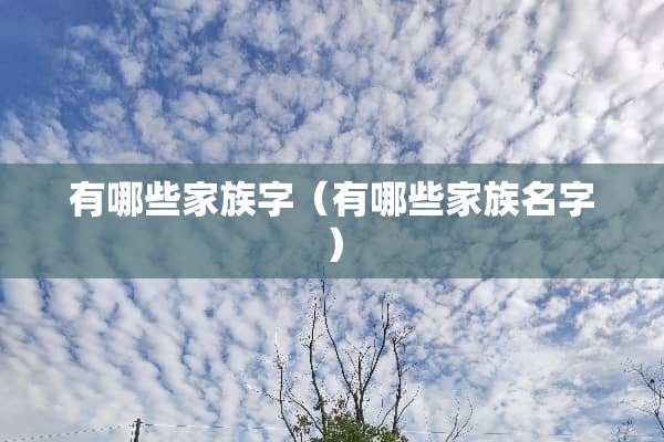 有哪些家族字（有哪些家族名字）