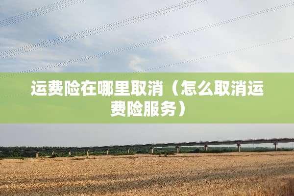 运费险在哪里取消（怎么取消运费险服务）
