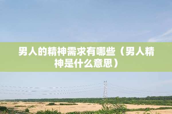 男人的精神需求有哪些（男人精神是什么意思）