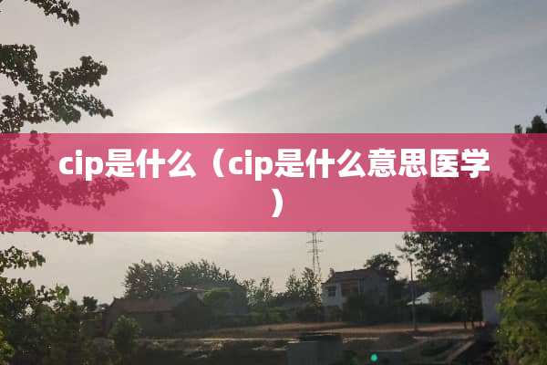 cip是什么（cip是什么意思医学）