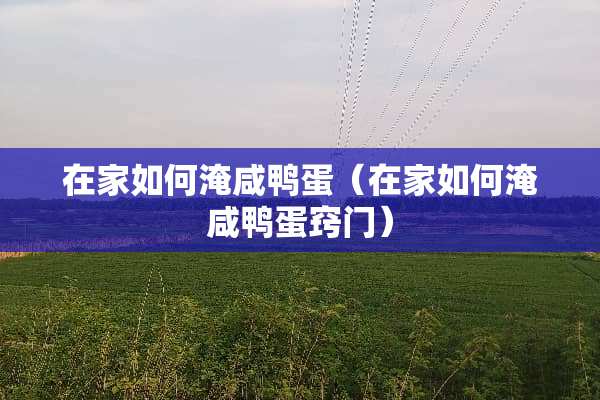 在家如何淹咸鸭蛋（在家如何淹咸鸭蛋窍门）