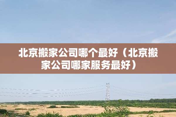 北京搬家公司哪个最好（北京搬家公司哪家服务最好）