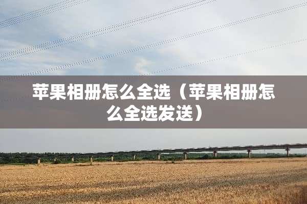 苹果相册怎么全选（苹果相册怎么全选发送）