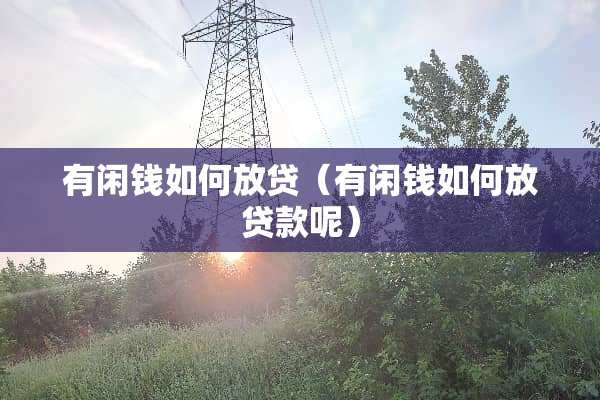 有闲钱如何放贷（有闲钱如何放贷款呢）