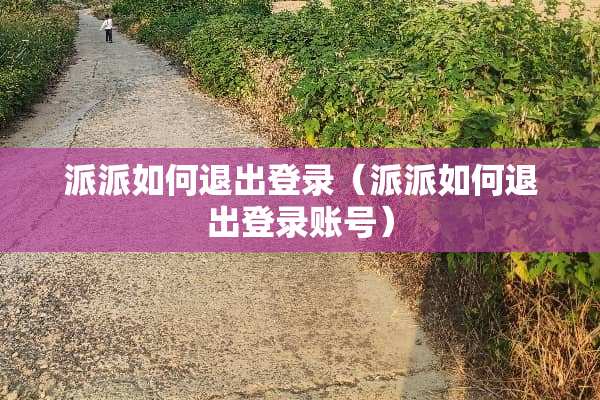 派派如何退出登录（派派如何退出登录账号）