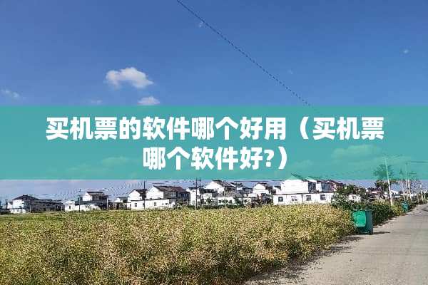 买机票的软件哪个好用（买机票哪个软件好?）