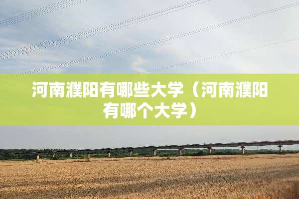 河南濮阳有哪些大学（河南濮阳有哪个大学）