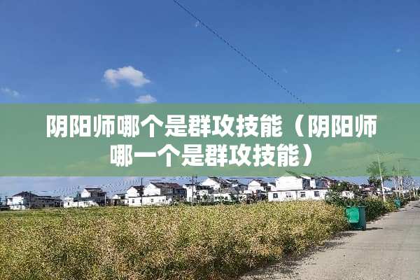 *阳师哪个是群攻技能（*阳师哪一个是群攻技能）