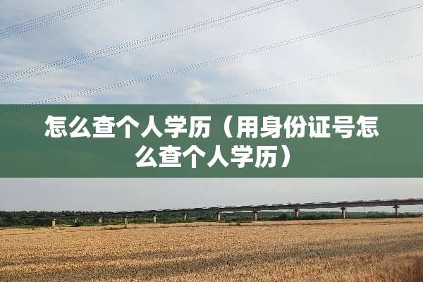 怎么查个人学历（用***号怎么查个人学历）