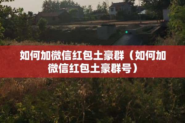 如何加微信红包土豪群（如何加微信红包土豪群号）