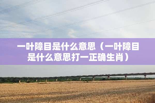 一叶障目是什么意思（一叶障目是什么意思打一正确生肖）