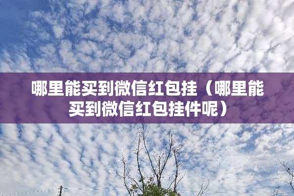 哪里能买到微信红包挂（哪里能买到微信红包挂件呢）