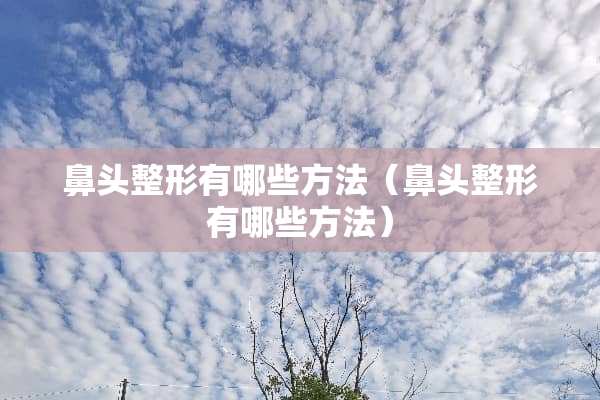鼻头整形有哪些方法（鼻头整形有哪些方法）
