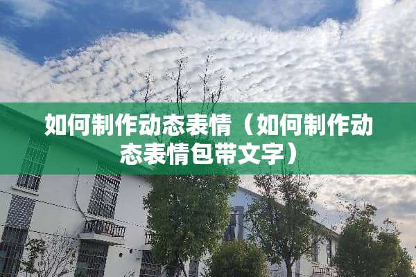 如何制作动态表情（如何制作动态表情包带文字）