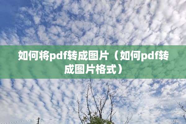 如何将pdf转成图片（如何pdf转成图片格式）