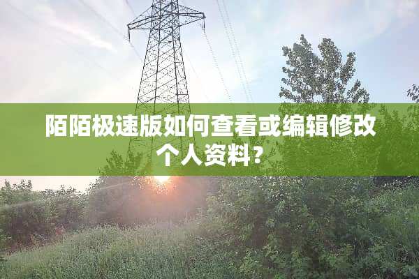 陌陌极速版如何查看或编辑修改个人资料？
