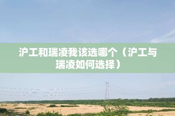 沪工和瑞凌我该选哪个（沪工与瑞凌如何选择）