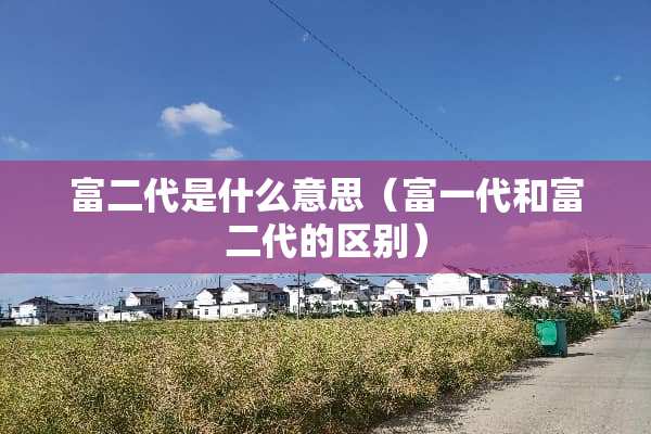 富二代是什么意思（富一代和富二代的区别）