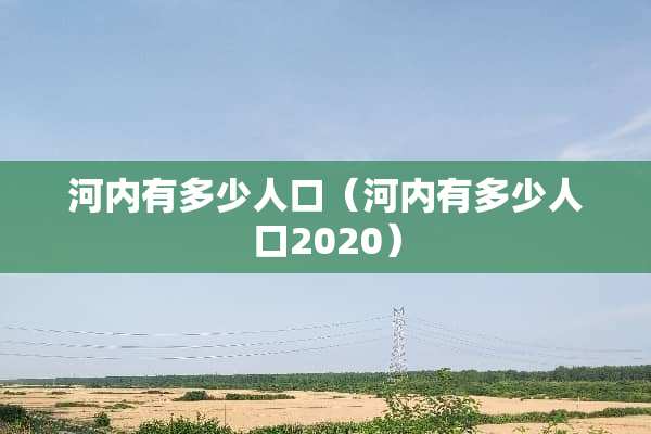 河内有多少人口（河内有多少人口2020）