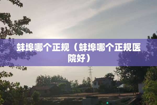 蚌埠哪个正规（蚌埠哪个正规医院好）