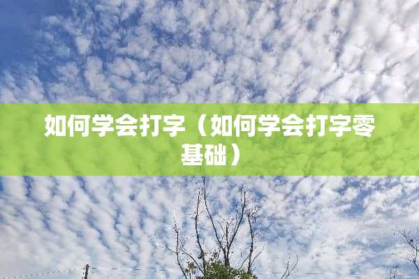如何学会打字（如何学会打字零基础）