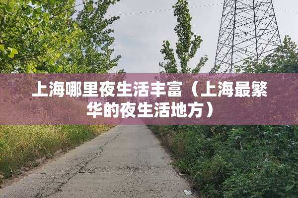 上海哪里夜生活丰富（上海最繁华的夜生活地方）