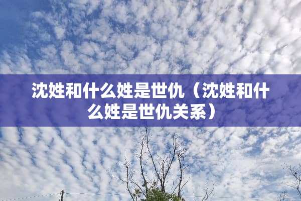 沈姓和什么姓是世仇（沈姓和什么姓是世仇关系）