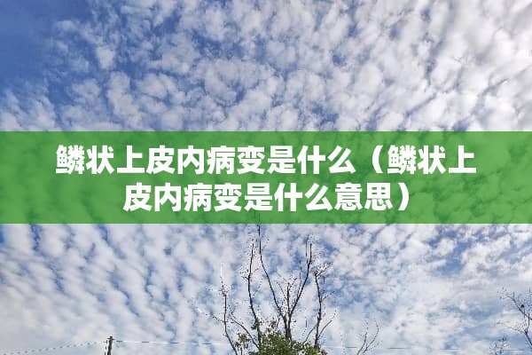 鳞状上皮内病变是什么（鳞状上皮内病变是什么意思）
