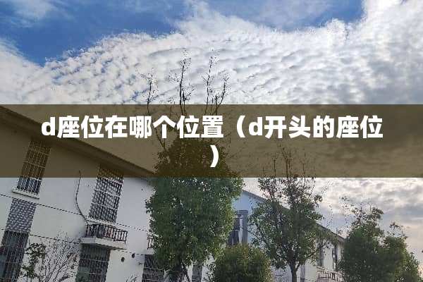 d座位在哪个位置（d开头的座位）