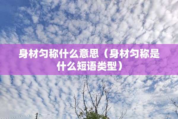 身材匀称什么意思（身材匀称是什么短语类型）