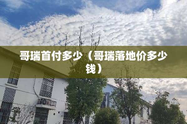 哥瑞首付多少（哥瑞落地价多少钱）