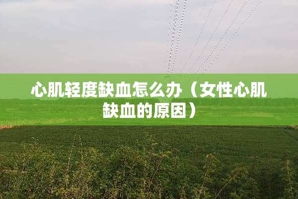 心肌轻度缺血怎么办（女性心肌缺血的原因）