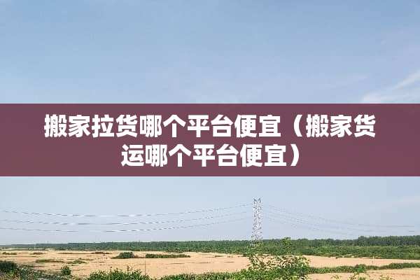 搬家拉货哪个平台便宜（搬家货运哪个平台便宜）