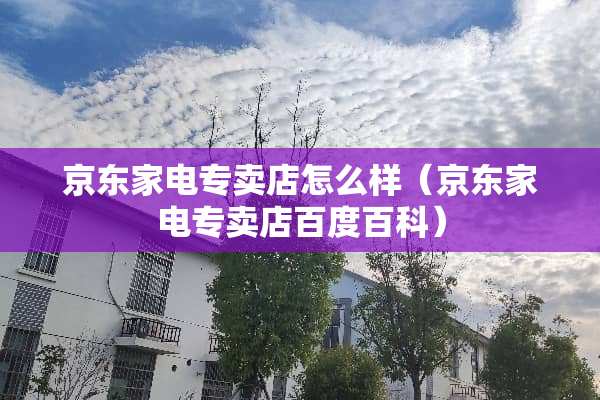 京东家电专卖店怎么样（京东家电专卖店百度百科）