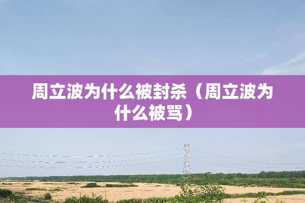周立波为什么被**（周立波为什么被骂）