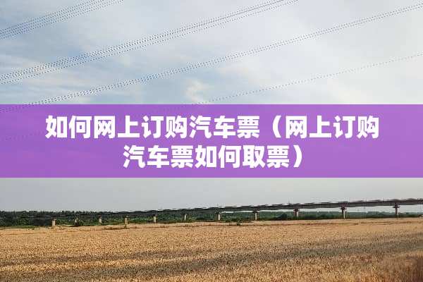 如何网上订购汽车票（网上订购汽车票如何取票）