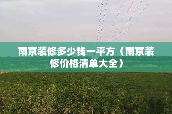 南京装修多少钱一平方（南京装修价格清单大全）