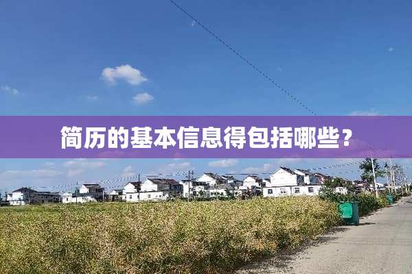 简历的基本信息得包括哪些？