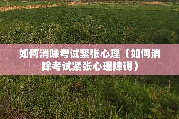 如何消除考试紧张心理（如何消除考试紧张心理障碍）