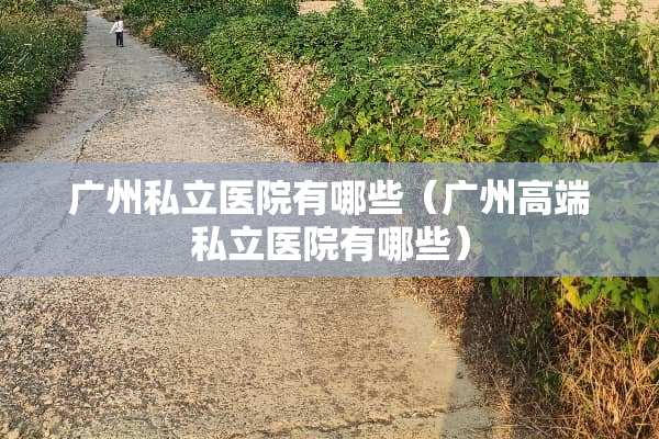 广州私立医院有哪些（广州高端私立医院有哪些）