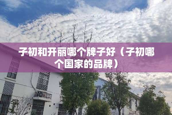 子初和开丽哪个牌子好（子初哪个国家的品牌）