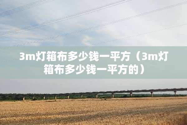 3m灯箱布多少钱一平方（3m灯箱布多少钱一平方的）