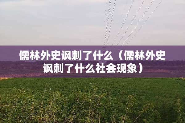 儒林外史讽刺了什么（儒林外史讽刺了什么社会现象）