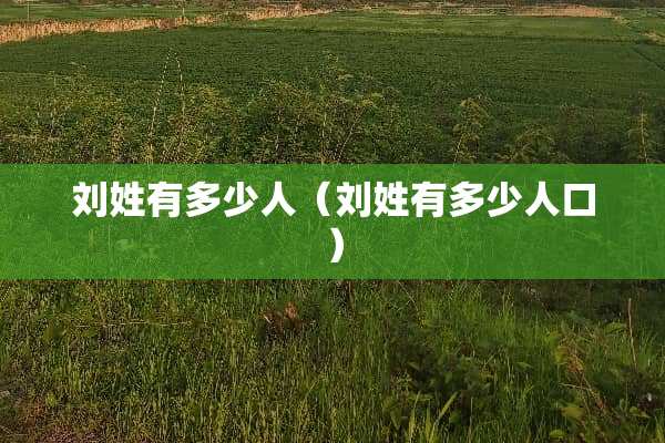 刘姓有多少人（刘姓有多少人口）