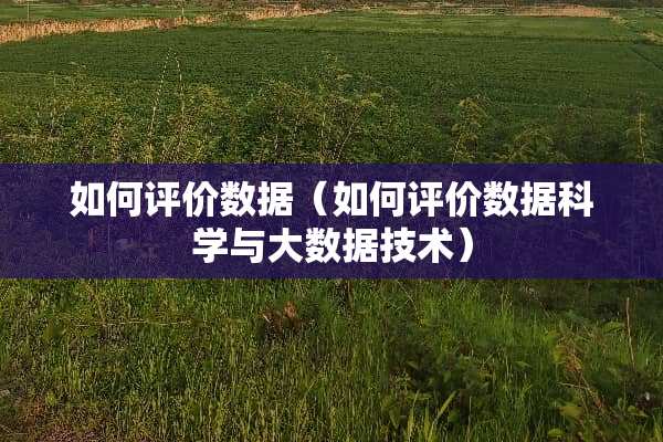 如何评价数据（如何评价数据科学与大数据技术）