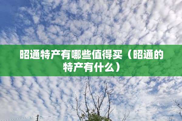 昭通特产有哪些值得买（昭通的特产有什么）