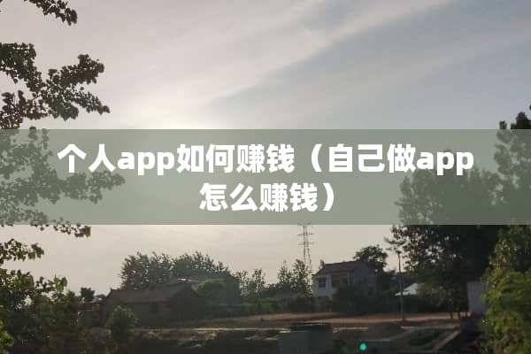 个人app如何赚钱（自己做app怎么赚钱）