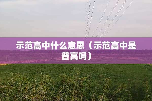 示范高中什么意思（示范高中是普高吗）