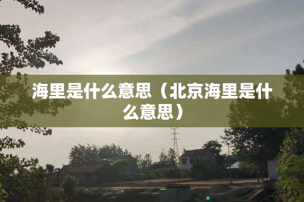 海里是什么意思（北京海里是什么意思）